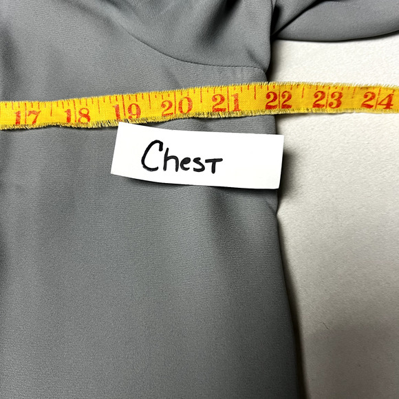 Ann Taylor Lace Trim Mock Neck‎ Yoke Blouse Size L Gray Career Essential Fringe - Picture 5 of 11